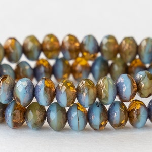 5x3mm Rondelle Beads - Czech Glass Beads - 3x5mm Czech Beads - Sky Blue Topaz Mix - 3x5mm Rondelle