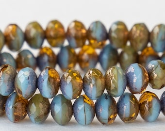 5x3mm Rondelle Beads - Czech Glass Beads - 3x5mm Czech Beads - Sky Blue Topaz Mix - 3x5mm Rondelle