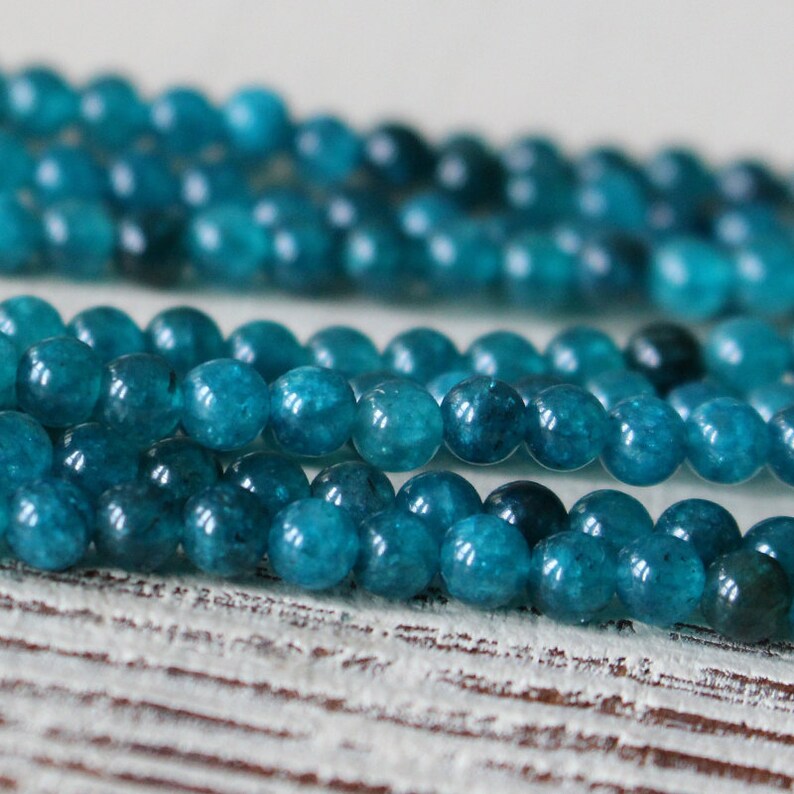 Round Gemstone Beads For Jewelry Making Supply 16 Inches 4mm Round Apatite Beads 3mm Round Gemstone Beads Teal