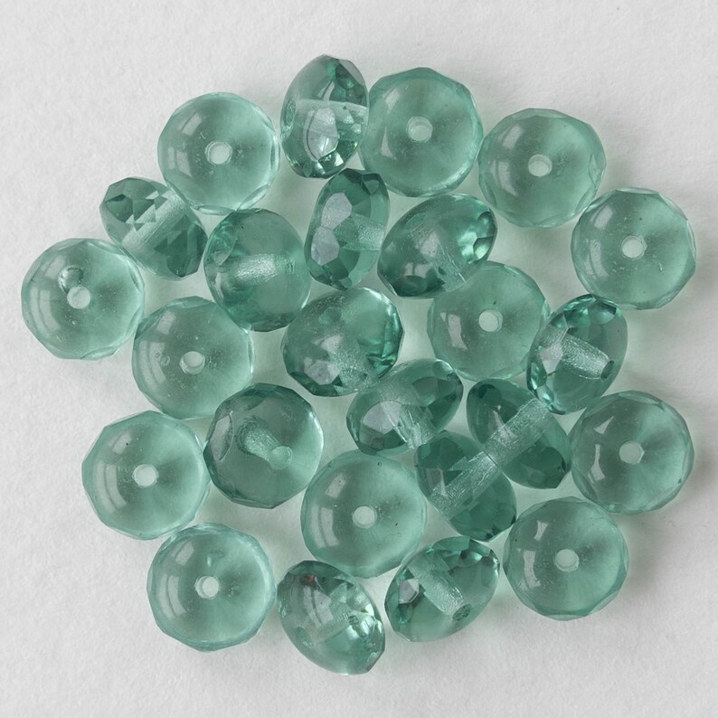 5x7mm Rondelle Beads Czech Glass Beads Transparent Green Tourmaline Glass 25 beads image 3