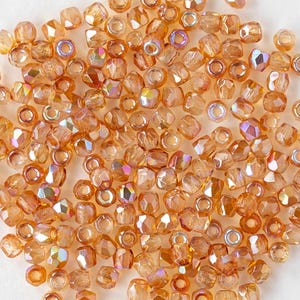 50 - 2mm Firepolished Beads - Czech Glass Beads - Crystal Orange AB - 50 beads
