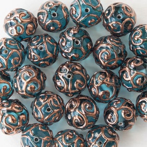 12mm Round Handmade Glass Beads Czech Lampwork Beads Czech Glass Beads Aquamarine 2, 4 or 8 beads image 3