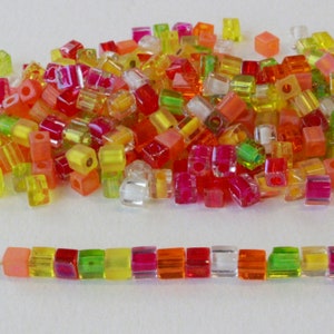 4mm Miyuki Cube Beads - Beading Supplies - Tutti Fruity Mix - 20 or 60 grams