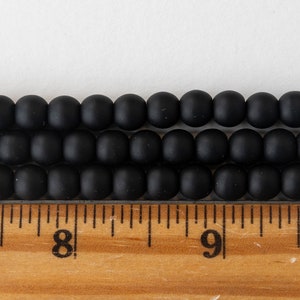 16 Inches 6mm Round Cultured Sea Glass Beads For Jewelry Making Black Matte Beads 8 Inch Strands 70 Beads image 5