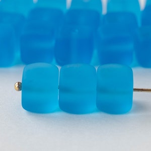 11mm Sea Glass Cube - Cultured Sea Glass Beads - Large Cube Beads - Frosted Glass Beads - Jewelry Making - Czech Glass Beads - Aqua Matte