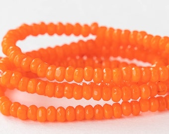 2x3mm Rondelle Microspacer Beads - Czech Glass Beads - Bright Orange Opaline - 50 Beads