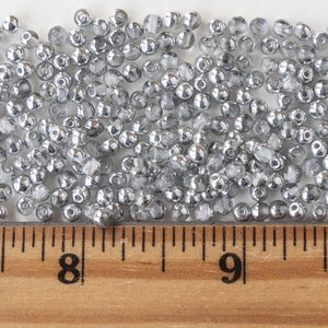 100 3mm Round Glass Beads Czech Glass Beads 3mm Druk Crystal with a Half Silver Coat 100 Beads image 5