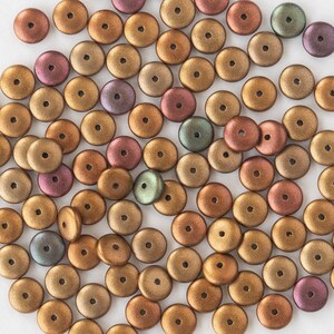 120 6mm Smooth Glass Rondelle Beads Czech Glass Beads 6mm Spacer Disk Bead Gold Iris Matte 120 Beads image 2