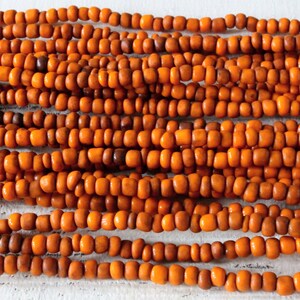 Indonesian Seed Beads Large Seed Beads Rustic Tribal Seed Beads Boho Seed Beads Orange Pumpkin 42 Inches image 3