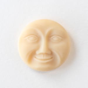 Large Moon Face Buttons - Czech Glass Buttons - Celestial Man In The Moon - Craft Supplies - Matte Ivory White - 31mm button - 1 Button