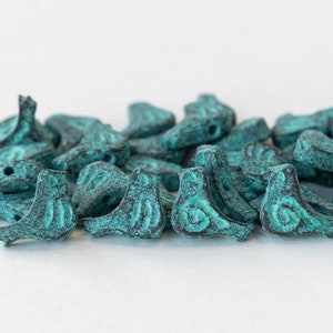 Copper with Patina Bird Bead Mykonos Green Patina Beads For Jewelry Making Made In Greece 4 Beads image 2