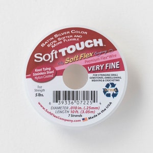 Soft Touch Beading Wire - .010 - Very Fine - Satin Silver Color - 10 Feet