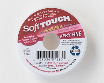 Soft Touch Beading Wire - .010 - Very Fine - Satin Silver Color - 10 Feet
