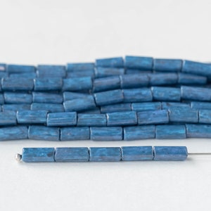 9x4mm glass Tube Beads Bohemian Beads Czech Glass Beads 9x4mm Mottled Teal 20 or 60 Inches image 2