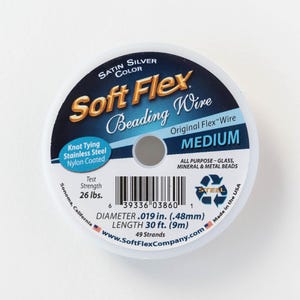 Soft Flex Beading Wire - .019 - Medium - Satin Silver - 30 feet