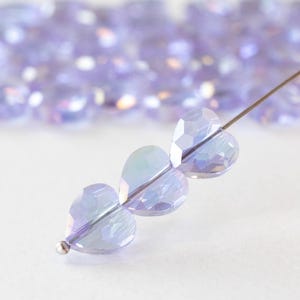 10mm Faceted Crystal Glass Heart Beads - Lavender Rainbow Sparkle - 10 pieces