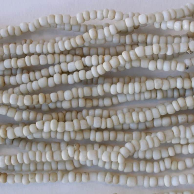 Rustic Indonesian Seed Beads For Jewelry Making Matte Seed Beads Indonesian Glass Boho Seed Beads Ivory White image 1