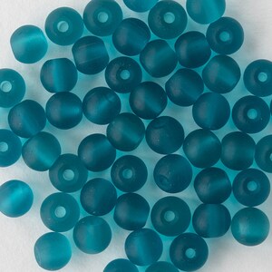 5mm Round Sea Glass Beads Recycled Frosted Glass Beads Dark Teal 16 Inches image 2