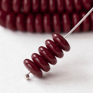 30 - 8mm Glass Rondelle Beads - Opaque Rust - Czech Glass Beads - 30