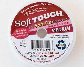 Soft Touch Beading Wire - .019 - Medium - Satin Silver Color - 30 Feet