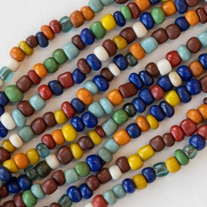 Indonesian Rustic Tribal Matte Seed Beads For Jewelry Making Indonesian Glass Beads Boho Seed Beads Autumn Mix 42 Inches image 3