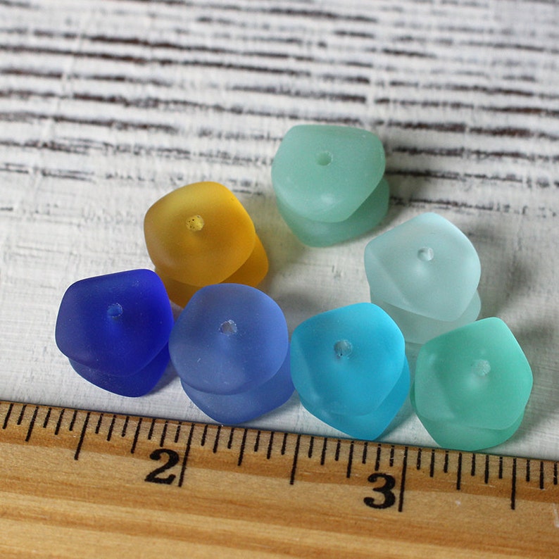 Wavy Rondelle Sea Glass Beads Jewelry Making Supply Etsy