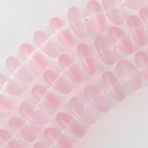 Sea Glass Rondelle Cultured Seaglass Beads Jewelry Making Supply Frosted Glass Bead Matte Pink 12x5mm Rondelle 28 beads image 3