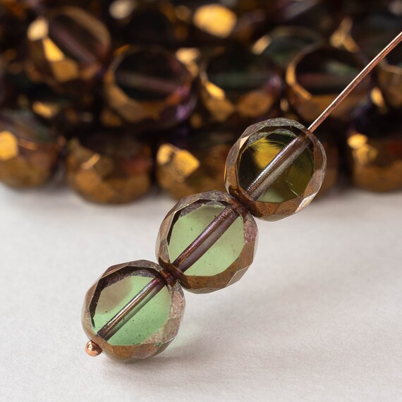 Chunky Faceted Round Coin Beads for Jewelry Making Czech Glass