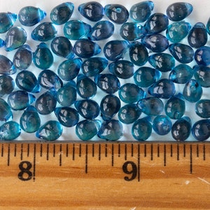 75 7x5mm Glass Teardrop Beads Jewelry Making Supplies Tear Drop Beads 5x7mm 75 pieces Azure Blue Smooth Briolette Beads image 4