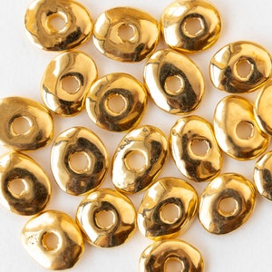 12mm Gold Disk 24K Gold Mykonos Cornflake Beads For Jewelry Making Choose Amount image 5