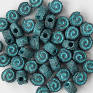 Mykonos Beads Green Patina Spiral Beads For Jewelry Making 10mm Bead Made In Greece Large Hole Beads Boho Supplies Choose Amount image 2