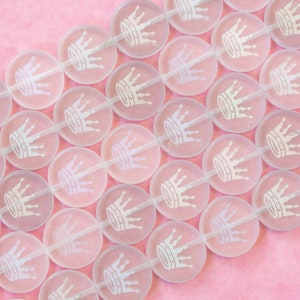 Crown Coin Bead - Czech Glass Beads -  Crystal Matte AB - 8 beads