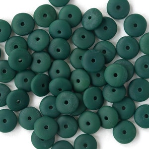 50 - 7mm Rondelle Beads - Smooth Rondelle - Czech Glass Beads - I  Dark Teal Green Matte - 50