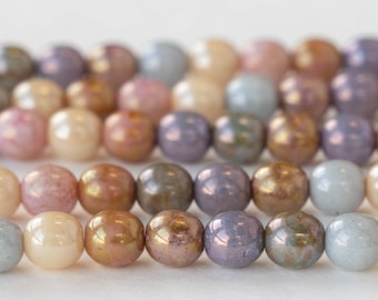 6mm Round Beads 6mm Beads For Jewelry Making - 6mm Druk Beads - Czech Glass Beads 6mm - Opaque luster Mix - 50 Beads