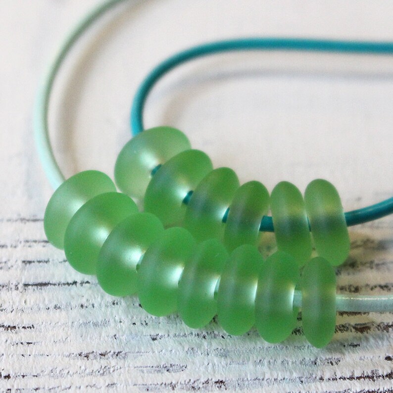 Large Hole Sea Glass Beads Large Hole Rondelle Recycled Etsy