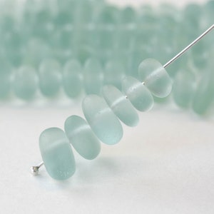 Sea Glass Beads For Jewelry Making - Beach Glass Pebbles - Recycled Glass Beads - Cultured Sea Glass - Lt Coke Green  - 8 inches