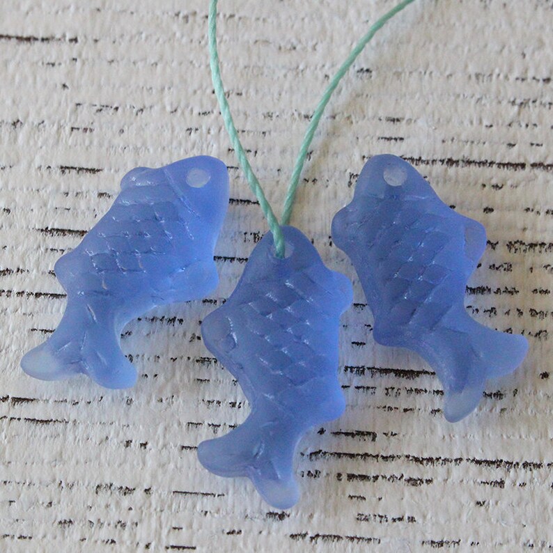 Sea Glass Fish Pendant Beads For Jewelry Making Fish Charms Etsy
