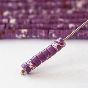 2x4mm Synthetic Impression Jasper Heishi Beads - Purple - Whole or Half Strand