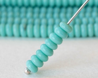 100 - 4 mm Rondelle Perlen - Tschechische Glasperlen für die Schmuckherstellung - Glatte Glasrondelle - Spacer Disk - Türkis - 100