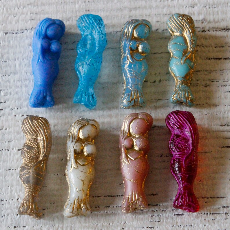 Glass Mermaid Beads Czech Glass Beads for Jewelry Making Etsy