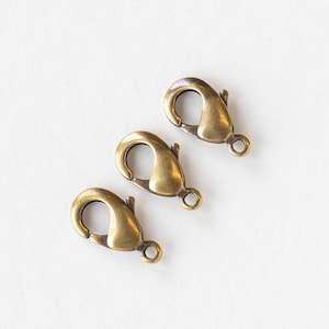12mm lobster Clasp - Brass Plate - 2 or 6 Clasps