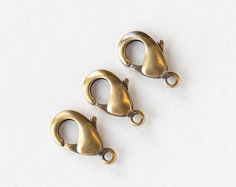12mm lobster Clasp - Brass Plate - 2 or 6 Clasps
