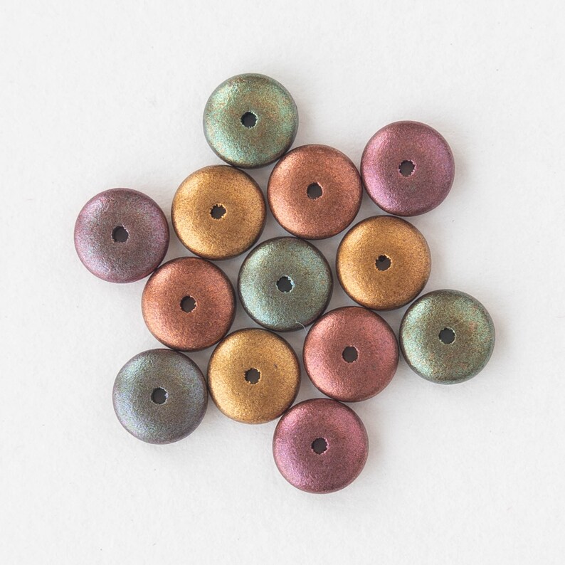 120 6mm Smooth Glass Rondelle Beads Czech Glass Beads 6mm Spacer Disk Bead Gold Iris Matte 120 Beads image 3