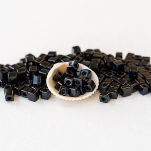 4mm Miyuki Cube Beads For Jewelry Making - Square Beads - Black -  20 or 40 Grams
