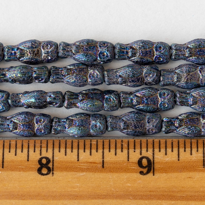 Czech Owl Beads Czech Glass Beads Horned Owl Beads 15x7mm 10 beads image 6