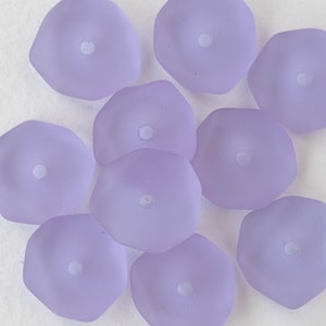 10 Cultured Seaglass Beads For Jewelry Making - Recycled Glass Beads - Frosted Glass - Freeform Button - Lavender Alexandrite (10 beads)