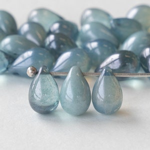 6x9mm Teardrop Beads For Jewelry Making - Czech Glass Beads - Smooth Teardrop - Blue Mix  (25 pieces)