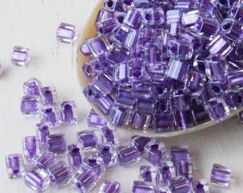 Purple Lined Amethyst Miyuki 4mm Cube Beads 