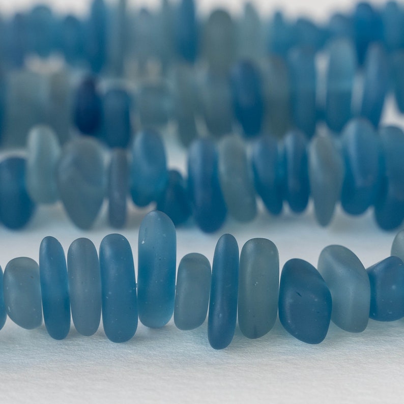 Cultured Sea Glass Beads For Jewelry Making Beach Glass Pebbles Recycled Glass Beads Slate Blue 50 beads image 4