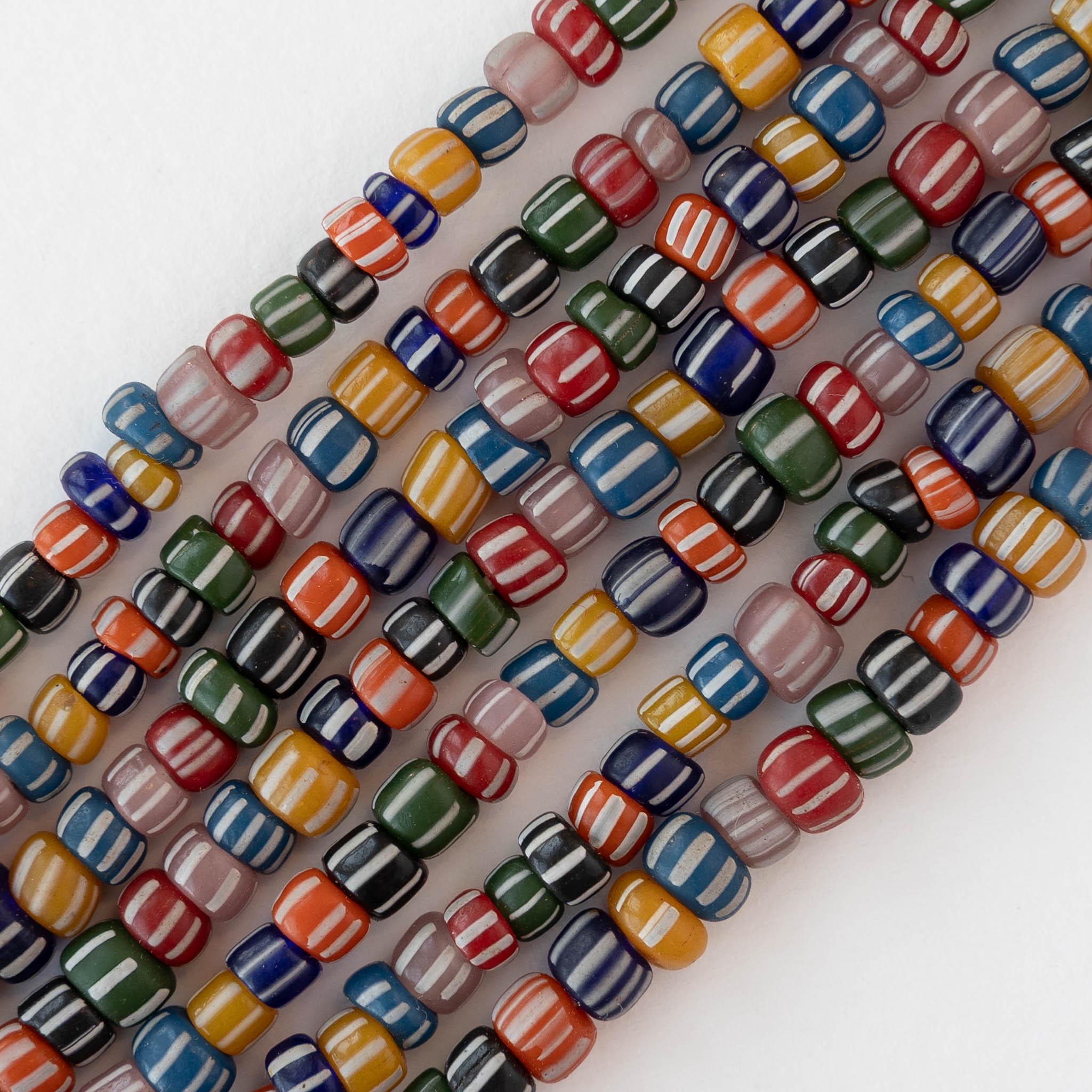 Glass Java Beads - Gooseberries - Colorful Striped Mix - Whole or Half ...